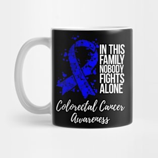 Family Support Dark Blue Ribbon Colorectal Cancer Awareness Mug